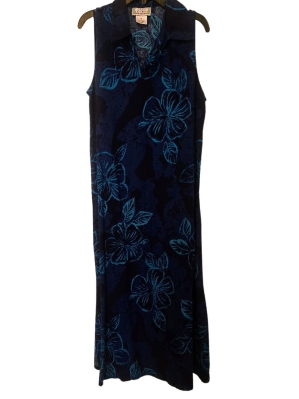 Desert‎ Shores dark blue floral tropical maxi dress Size M